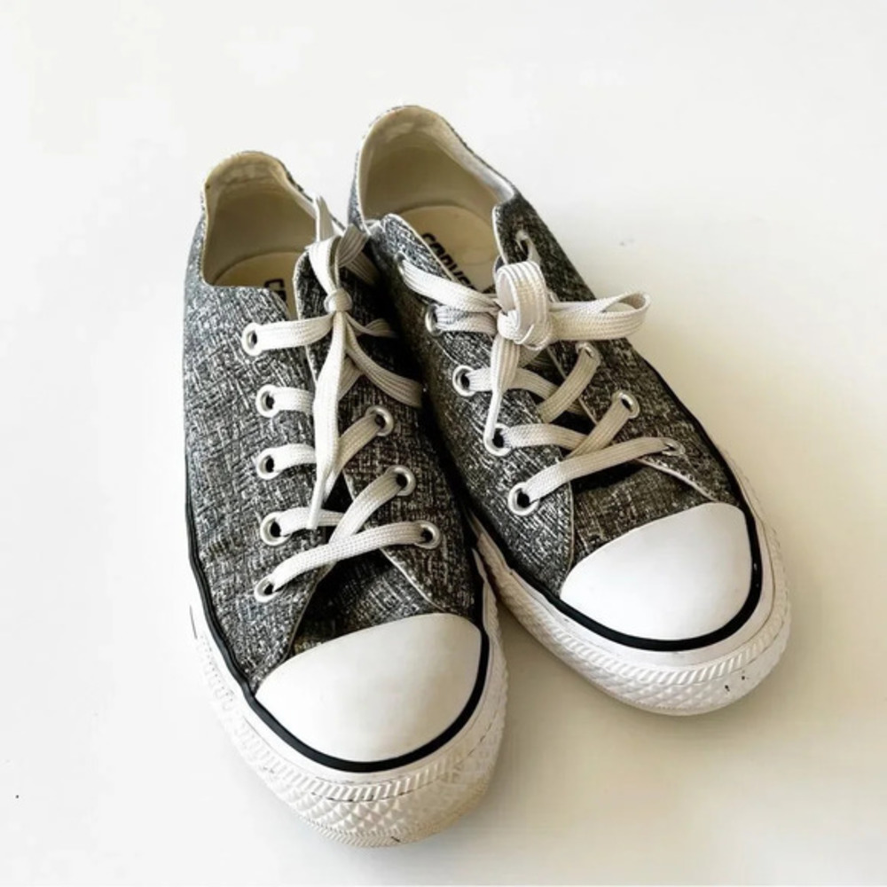 Converse Allstar Silver Sparkle Classic Sneakers Size 6 Women’s‎ Wedding Chucks - Picture 10 of 10